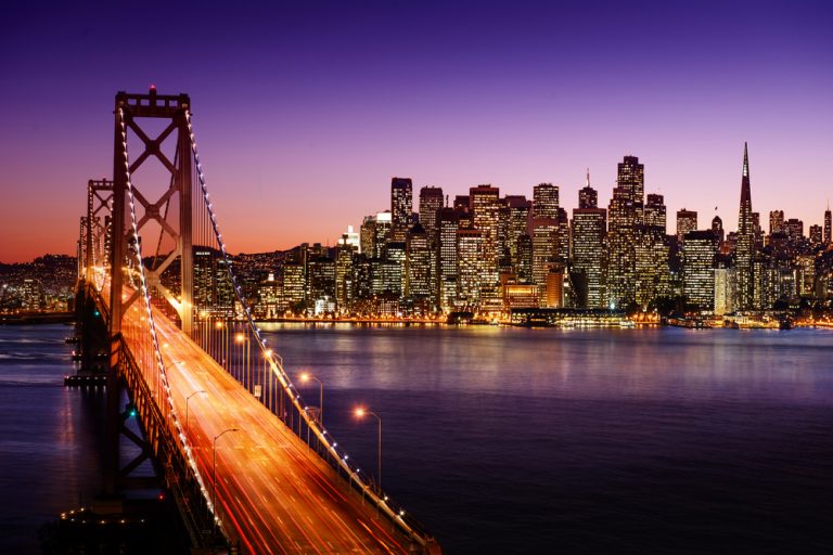 San Francisco CA evening city skyline