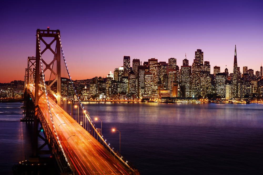 San Francisco CA evening city skyline
