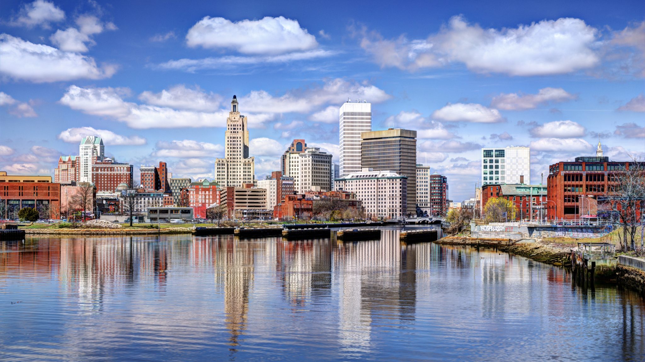 Providence RI downtown by the river